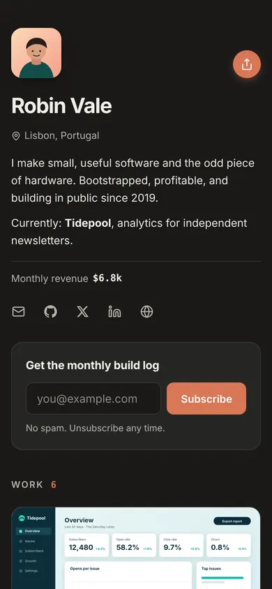 The Studio template on a phone