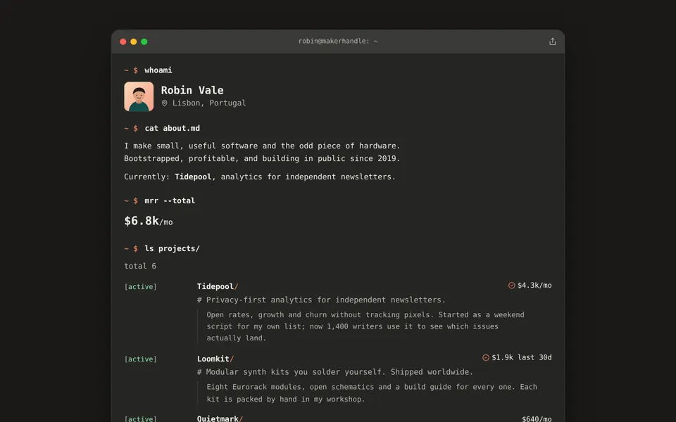 The Terminal template on a laptop