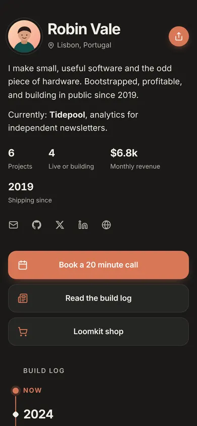 The Timeline template on a phone